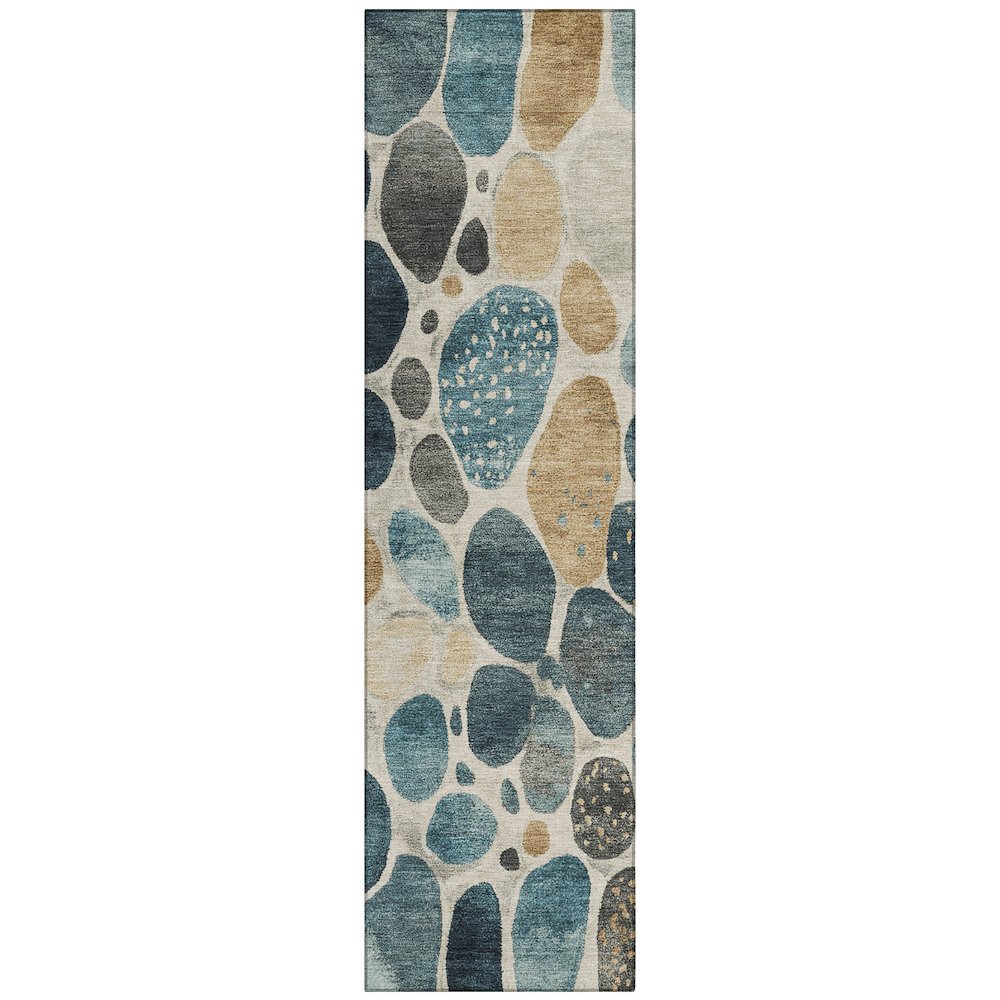 Machine Washable Indoor/Outdoor Chantille Teal 2'3" x 7'6" Runner Rug. Picture 1