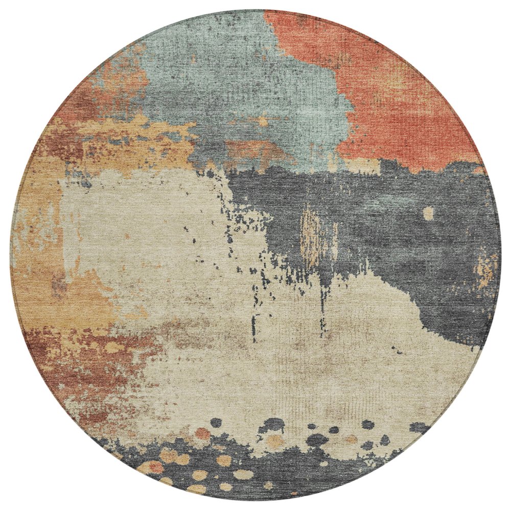 Machine Washable Indoor/Outdoor Chantille Paprika 8' x 8' Round Rug. Picture 1