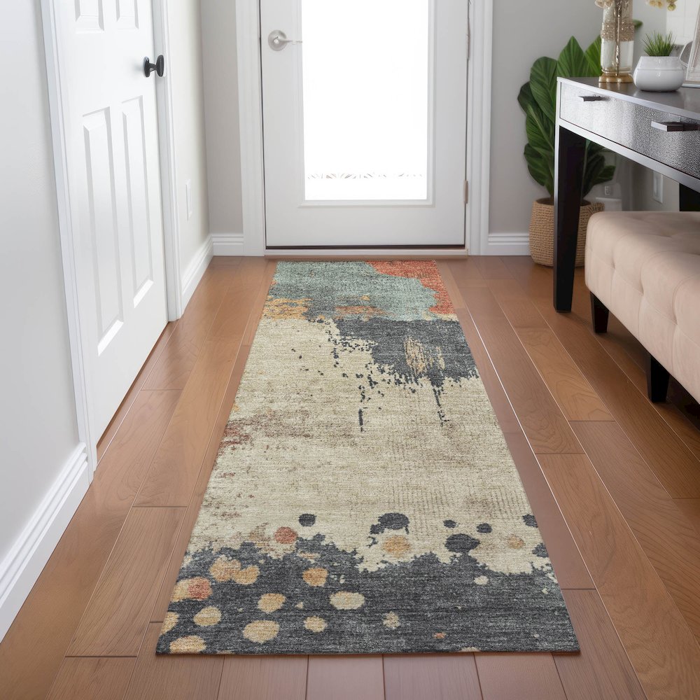 Machine Washable Indoor/Outdoor Chantille Paprika 2'3" x 7'6" Runner Rug. Picture 5