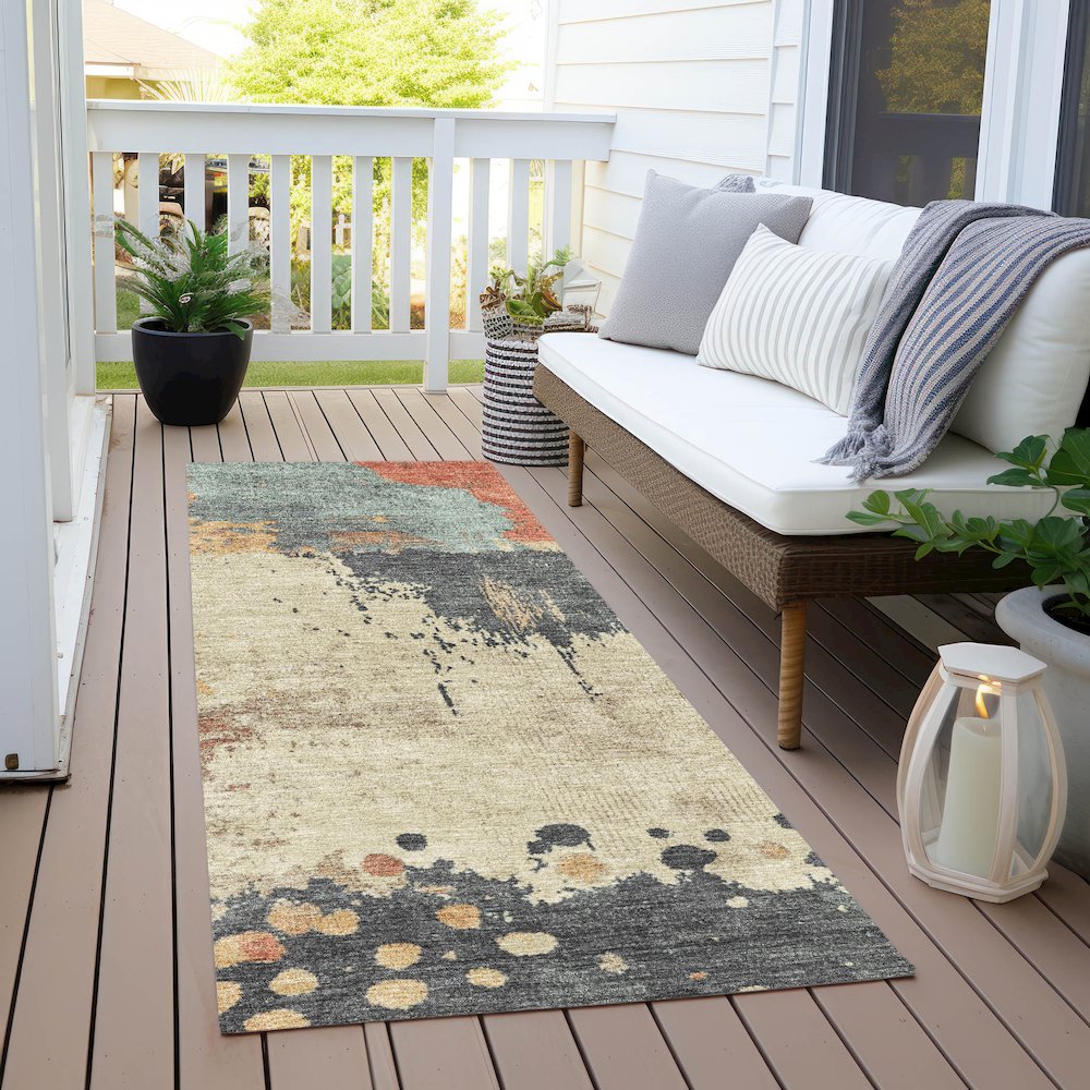 Machine Washable Indoor/Outdoor Chantille Paprika 2'3" x 7'6" Runner Rug. Picture 6