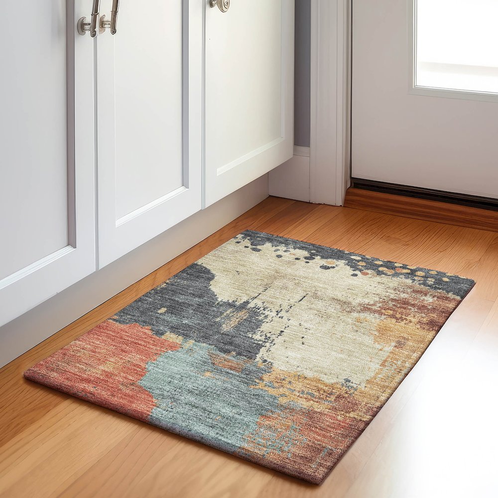 Machine Washable Indoor/Outdoor Chantille Paprika 1'8" x 2'6" Rug. Picture 5