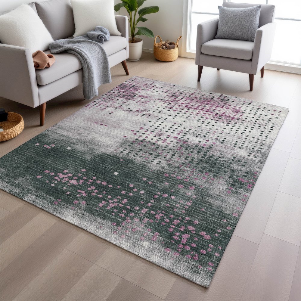 Machine Washable Indoor/Outdoor Chantille Blush 2'6" x 3'10" Rug. Picture 5