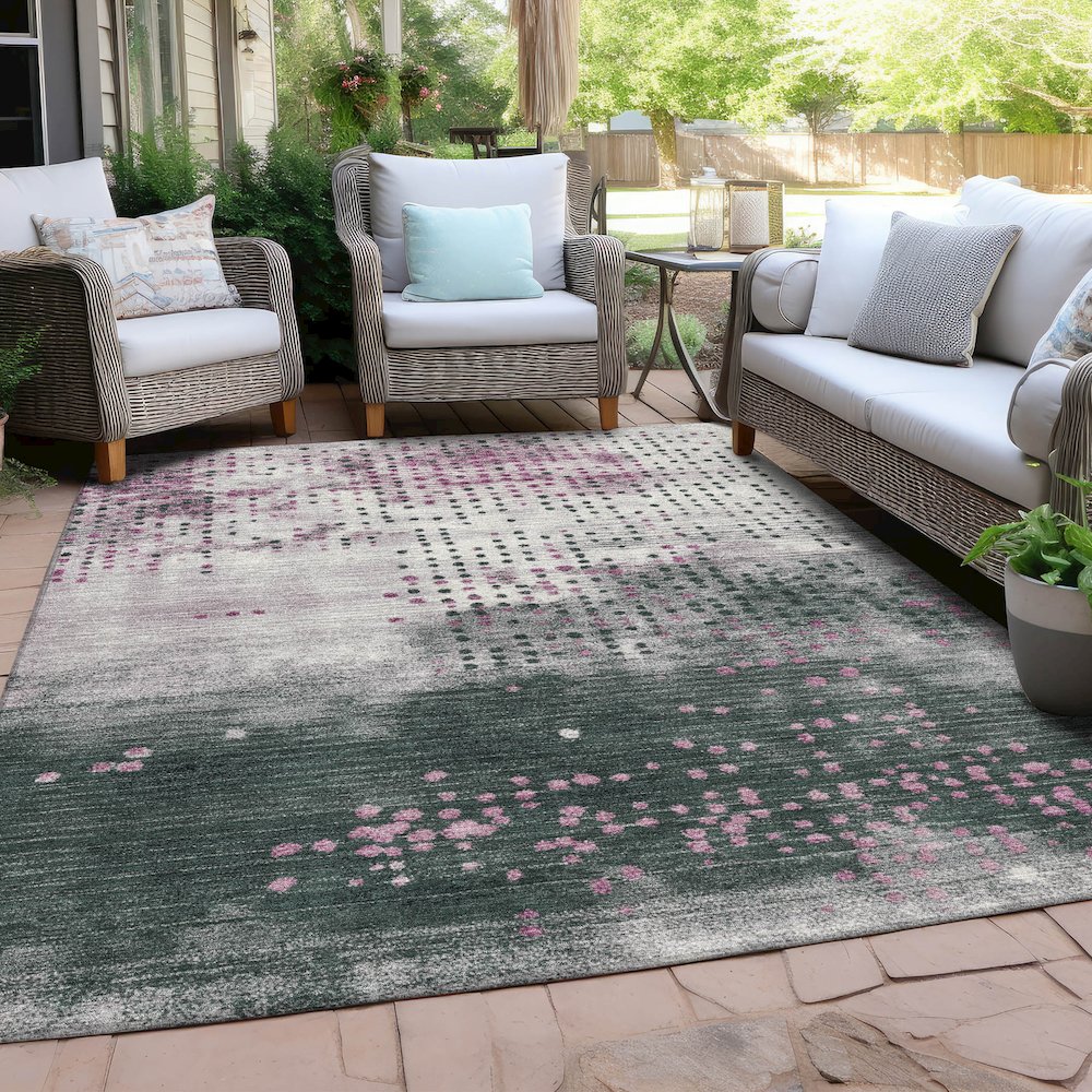 Machine Washable Indoor/Outdoor Chantille Blush 2'6" x 3'10" Rug. Picture 7