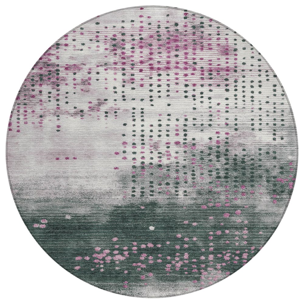 Machine Washable Indoor/Outdoor Chantille Blush 8' x 8' Round Rug. Picture 1