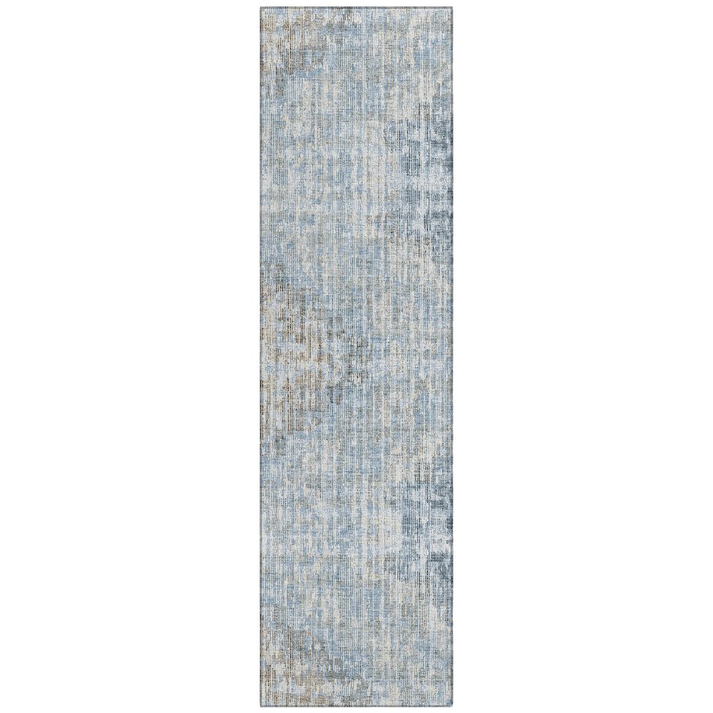 Machine Washable Indoor/Outdoor Chantille Denim 2'3" x 7'6" Runner Rug. Picture 1