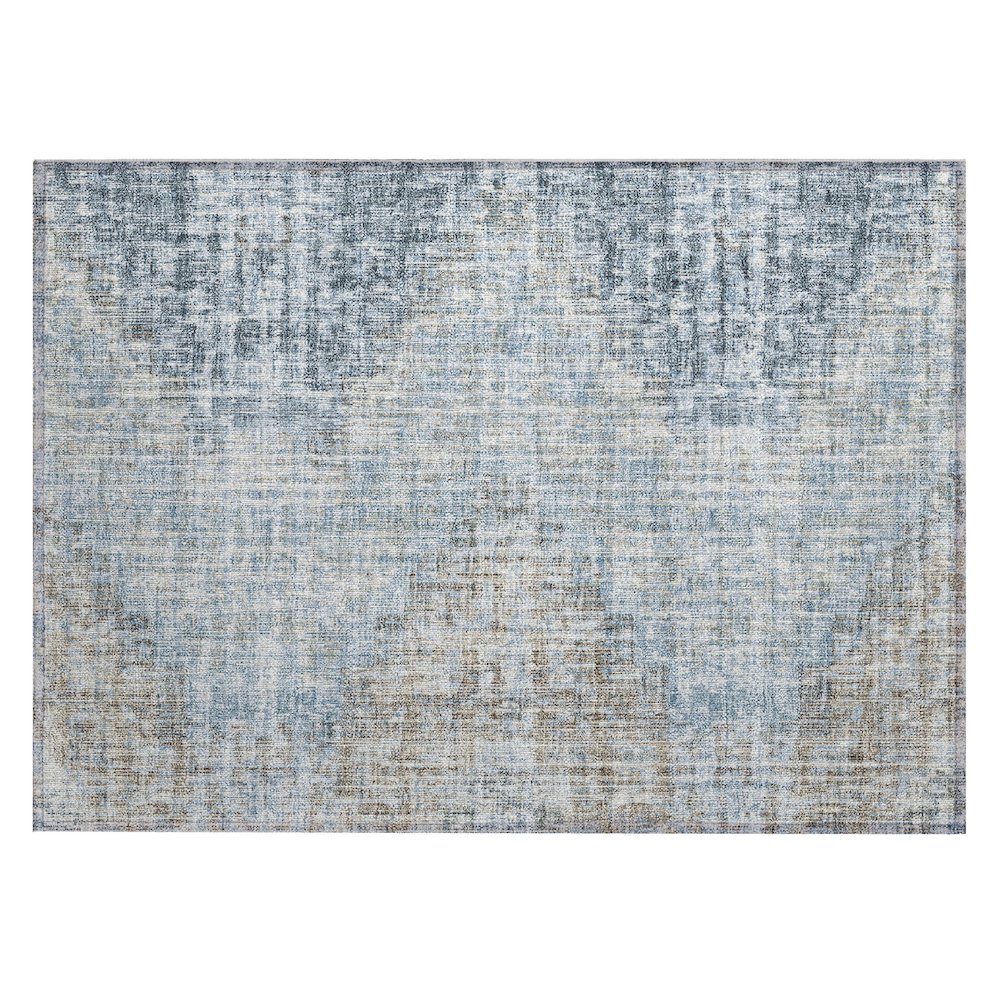 Machine Washable Indoor/Outdoor Chantille Denim 1'8" x 2'6" Rug. Picture 1