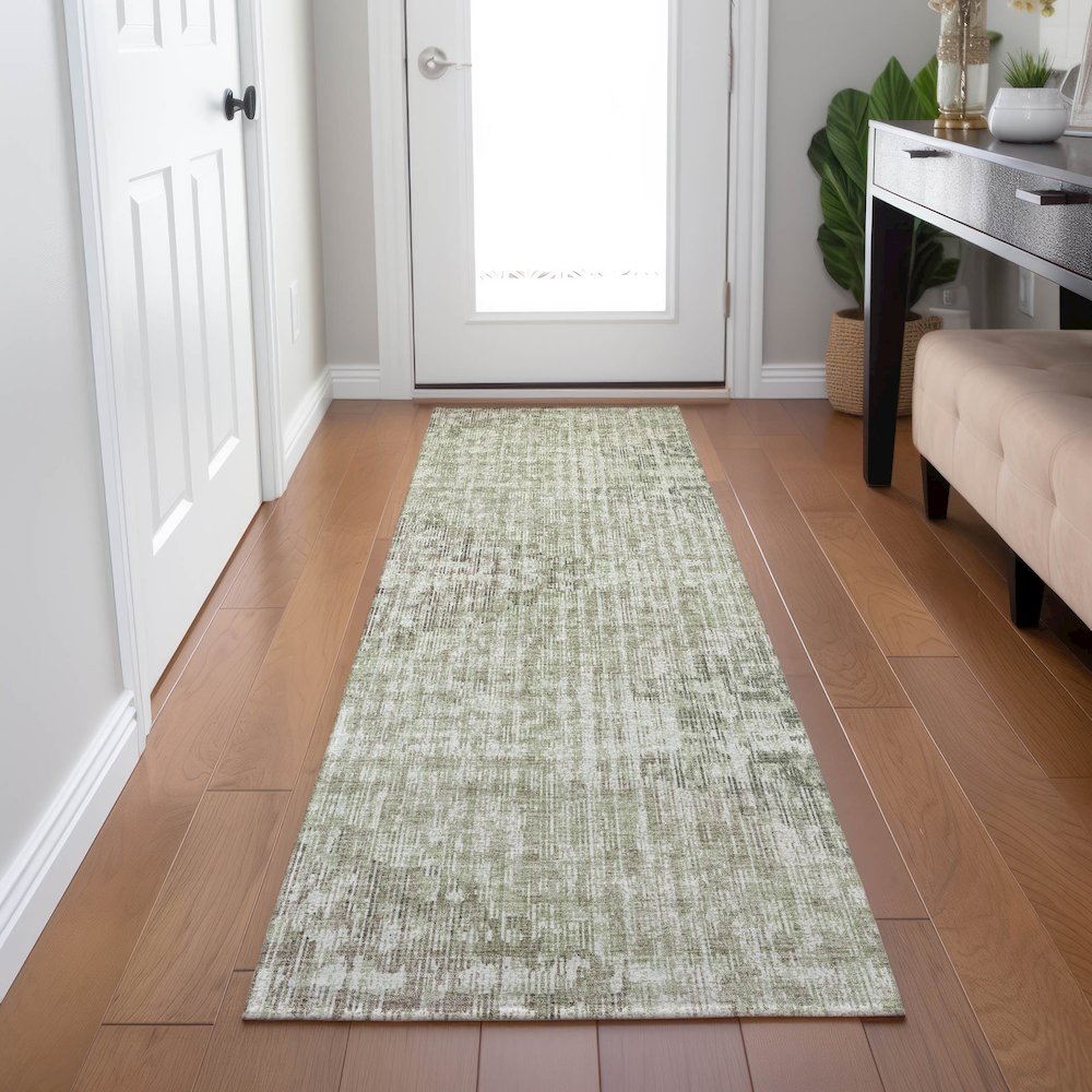 Machine Washable Indoor/Outdoor Chantille Fern 2'3" x 7'6" Runner Rug. Picture 5