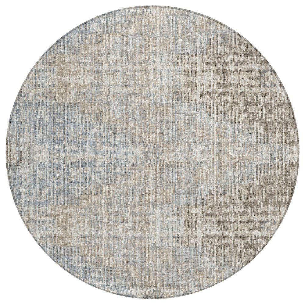 Machine Washable Indoor/Outdoor Chantille Putty 8' x 8' Round Rug. Picture 1