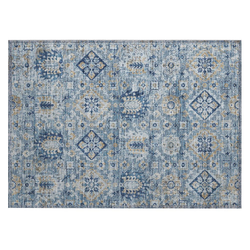 Machine Washable Indoor/Outdoor Chantille Denim 1'8" x 2'6" Rug. Picture 1