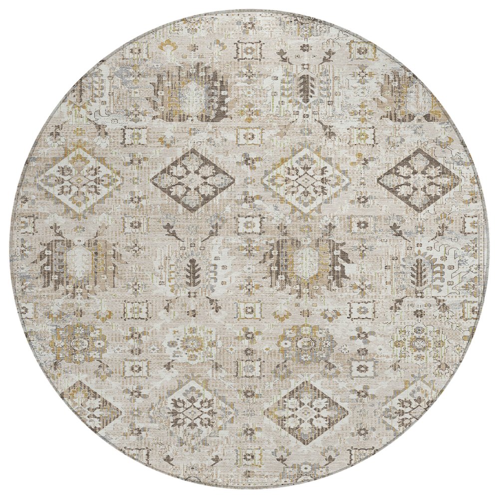 Machine Washable Indoor/Outdoor Chantille Linen 8' x 8' Round Rug. Picture 1