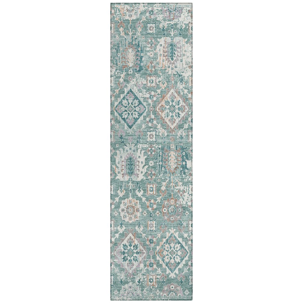 Machine Washable Indoor/Outdoor Chantille Seafoam 2'3" x 7'6" Runner Rug. Picture 1