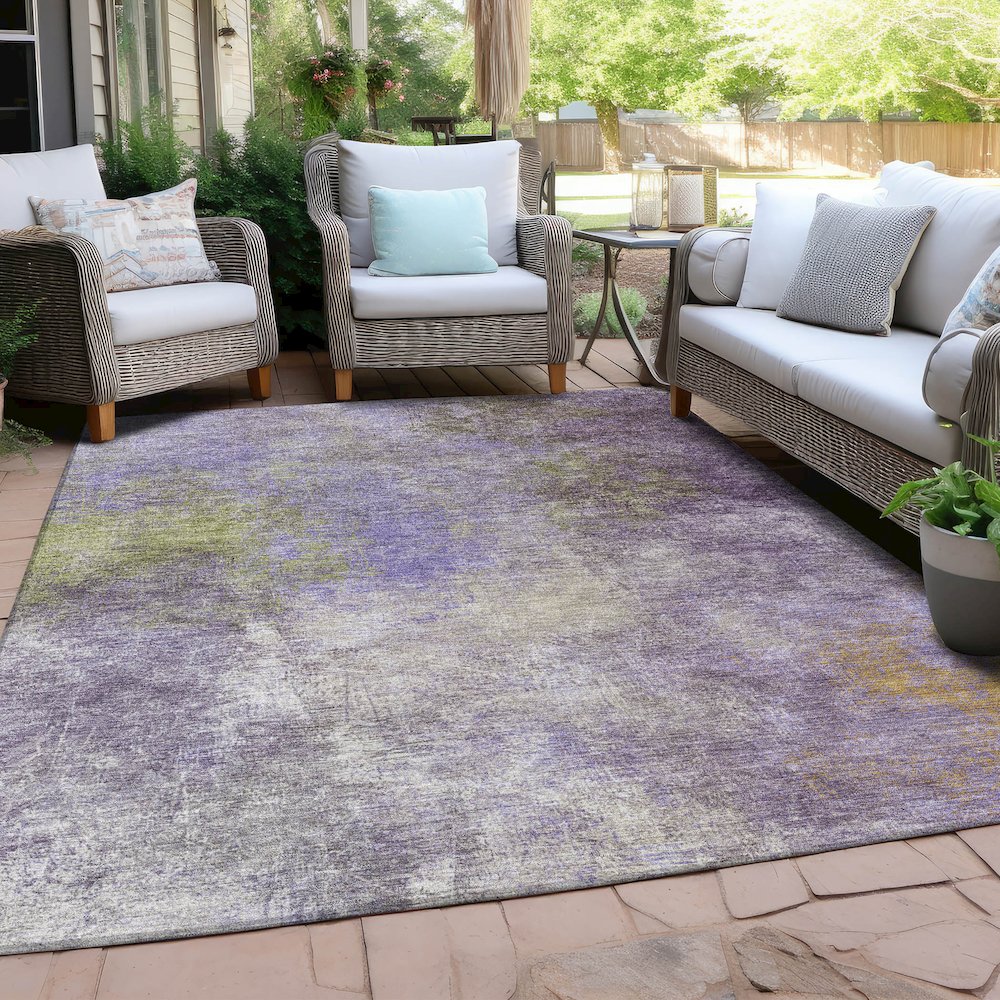 Machine Washable Indoor/Outdoor Chantille Purple 2'6" x 3'10" Rug. Picture 7