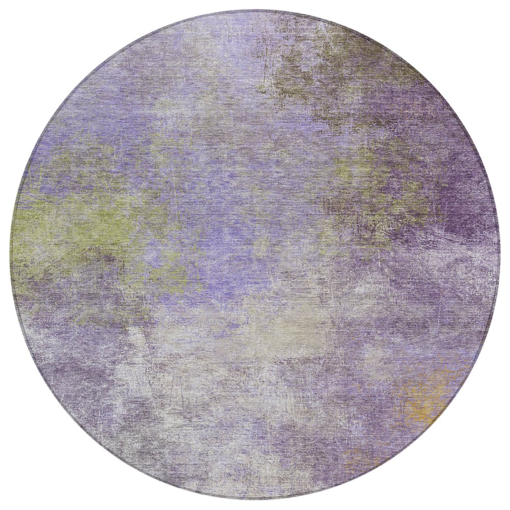 Machine Washable Indoor/Outdoor Chantille Purple 8' x 8' Round Rug. Picture 1