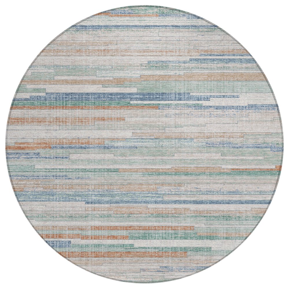 Machine Washable Indoor/Outdoor Chantille Linen 8' x 8' Round Rug. Picture 1