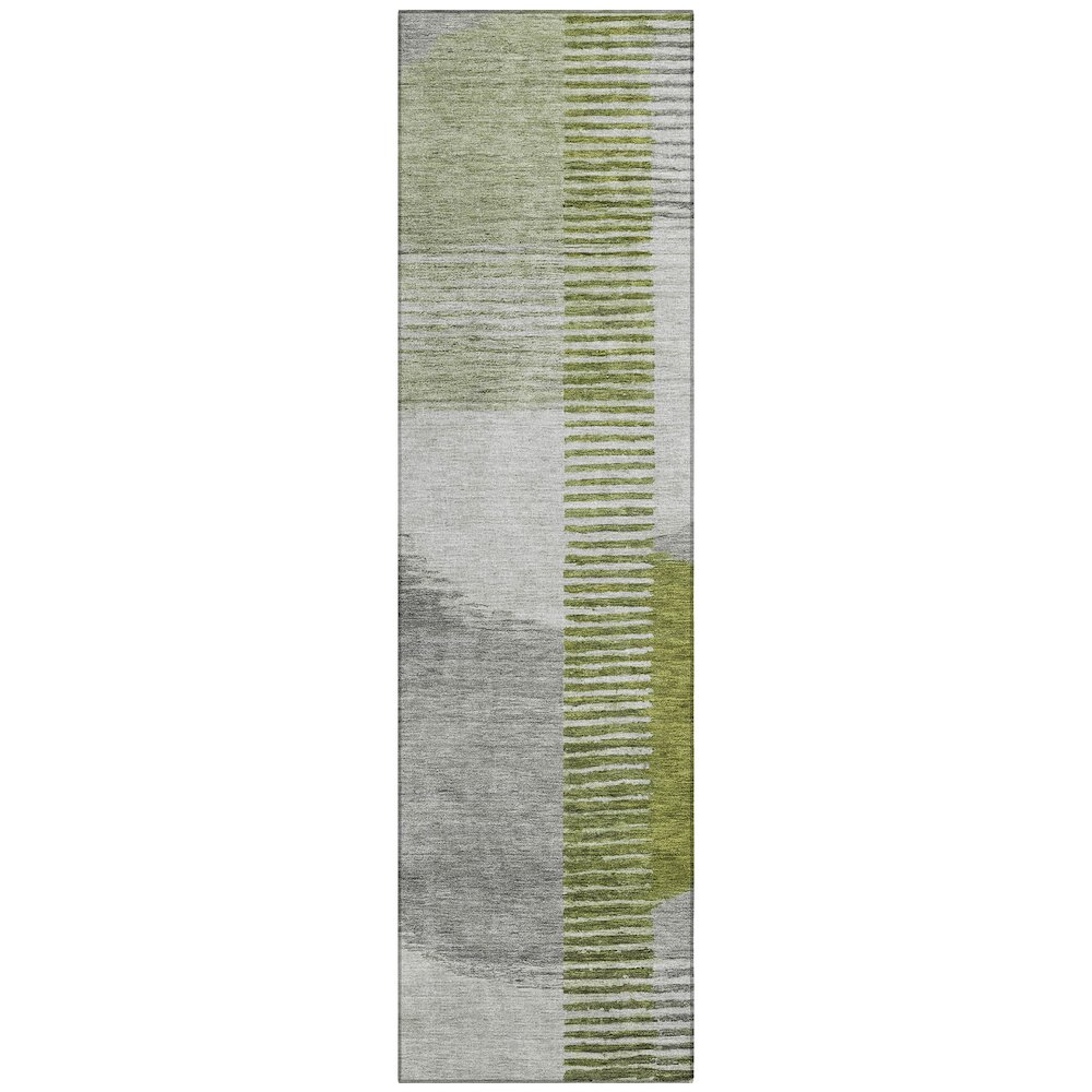 Machine Washable Indoor/Outdoor Chantille Olive 2'3" x 7'6" Runner Rug. Picture 1
