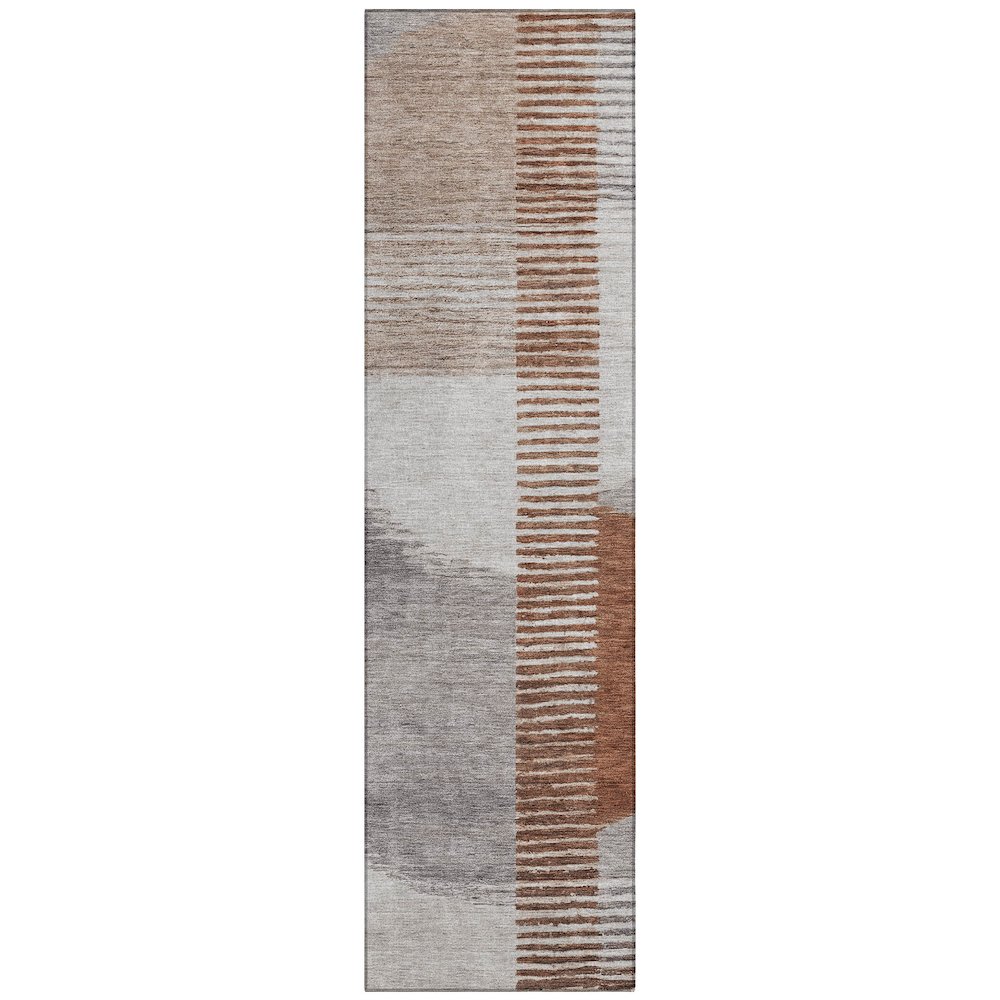 Machine Washable Indoor/Outdoor Chantille Taupe 2'3" x 7'6" Runner Rug. Picture 1