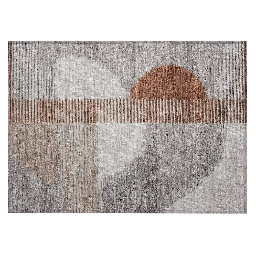 Machine Washable Indoor/Outdoor Chantille Taupe 1'8" x 2'6" Rug. Picture 1