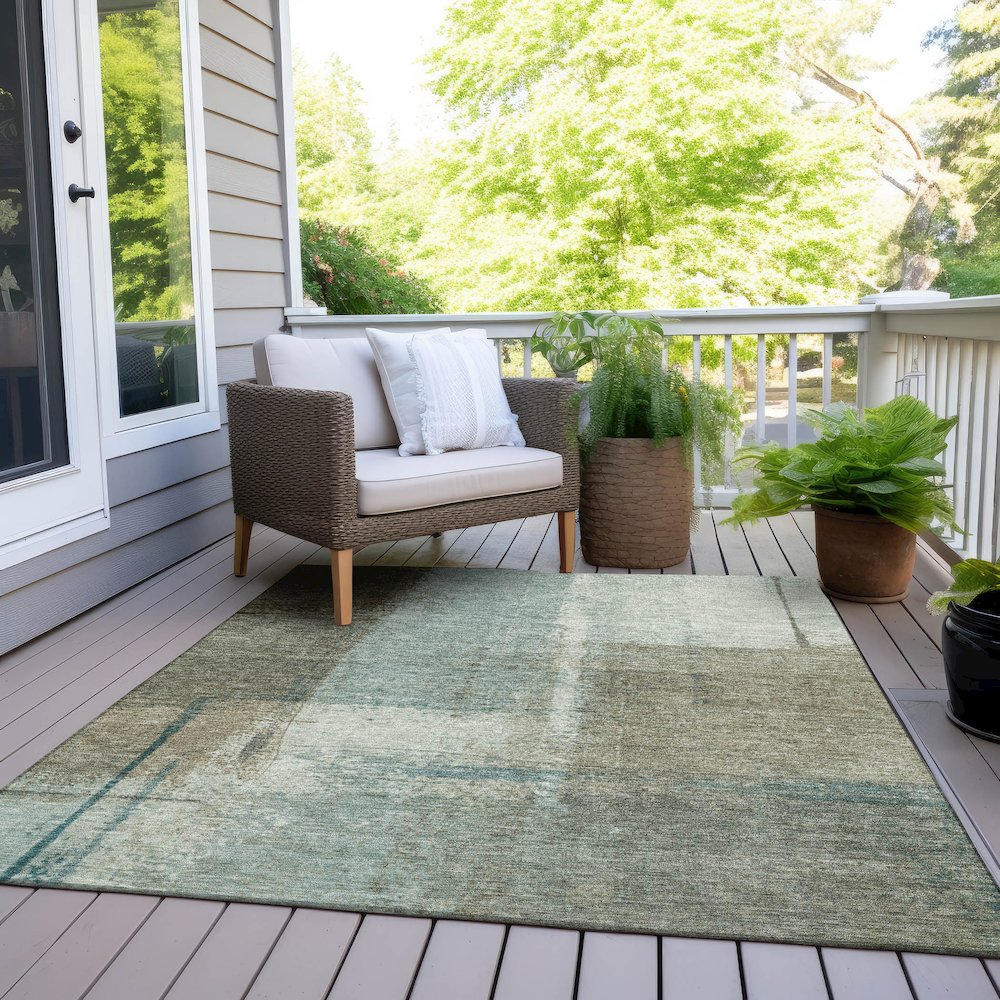 Machine Washable Indoor/Outdoor Chantille Seafoam 2'6" x 3'10" Rug. Picture 8