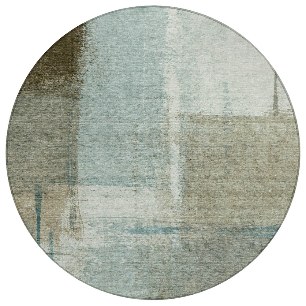 Machine Washable Indoor/Outdoor Chantille Seafoam 8' x 8' Round Rug. Picture 1