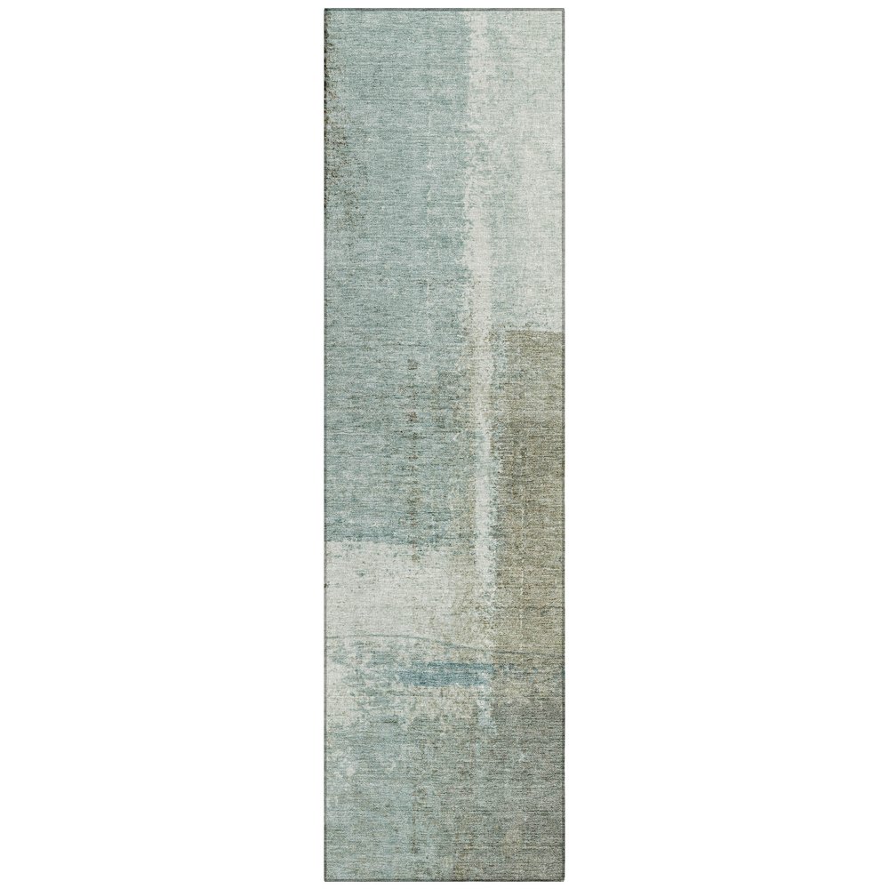 Machine Washable Indoor/Outdoor Chantille Seafoam 2'3" x 7'6" Runner Rug. Picture 1