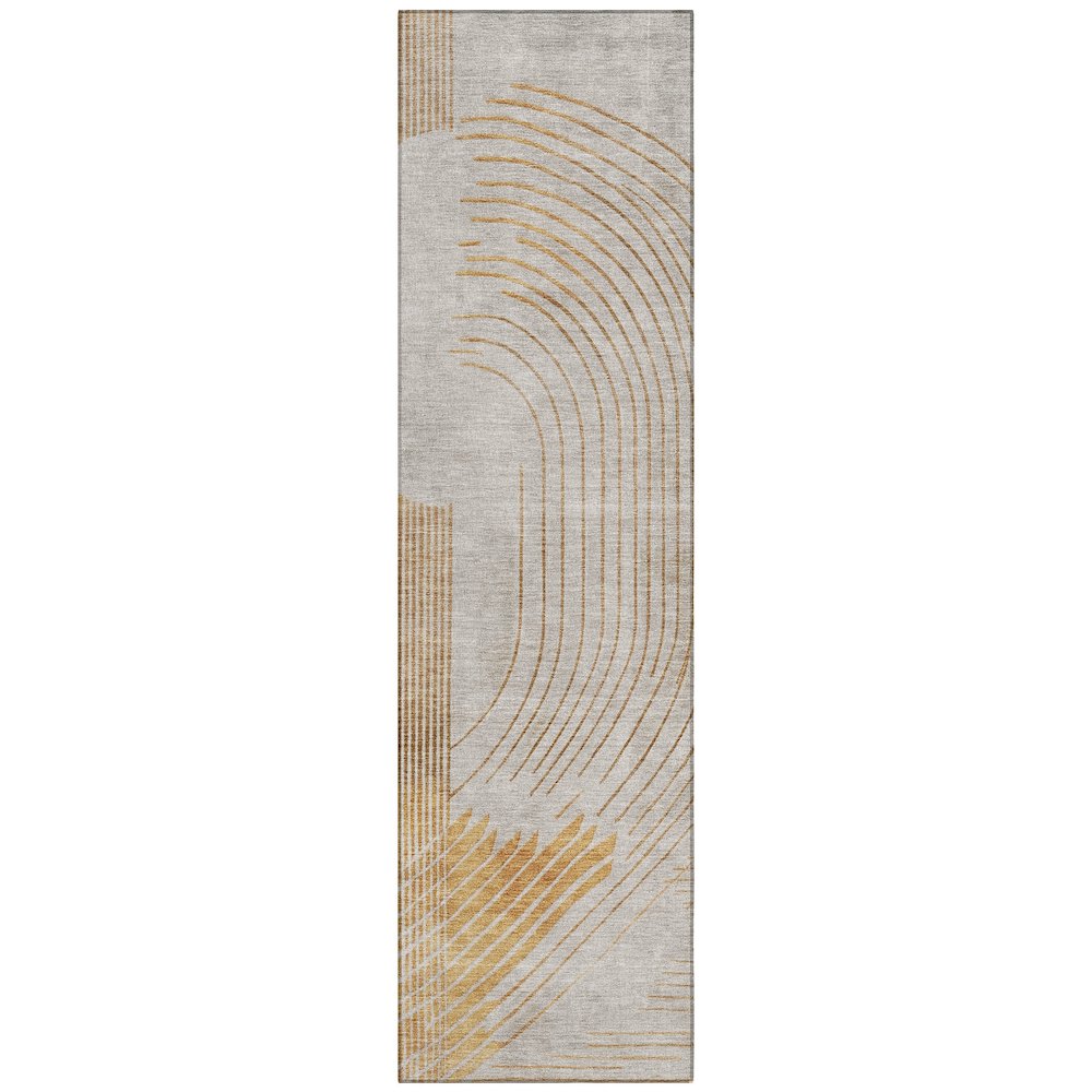 Machine Washable Indoor/Outdoor Chantille Gold 2'3" x 7'6" Runner Rug. Picture 1