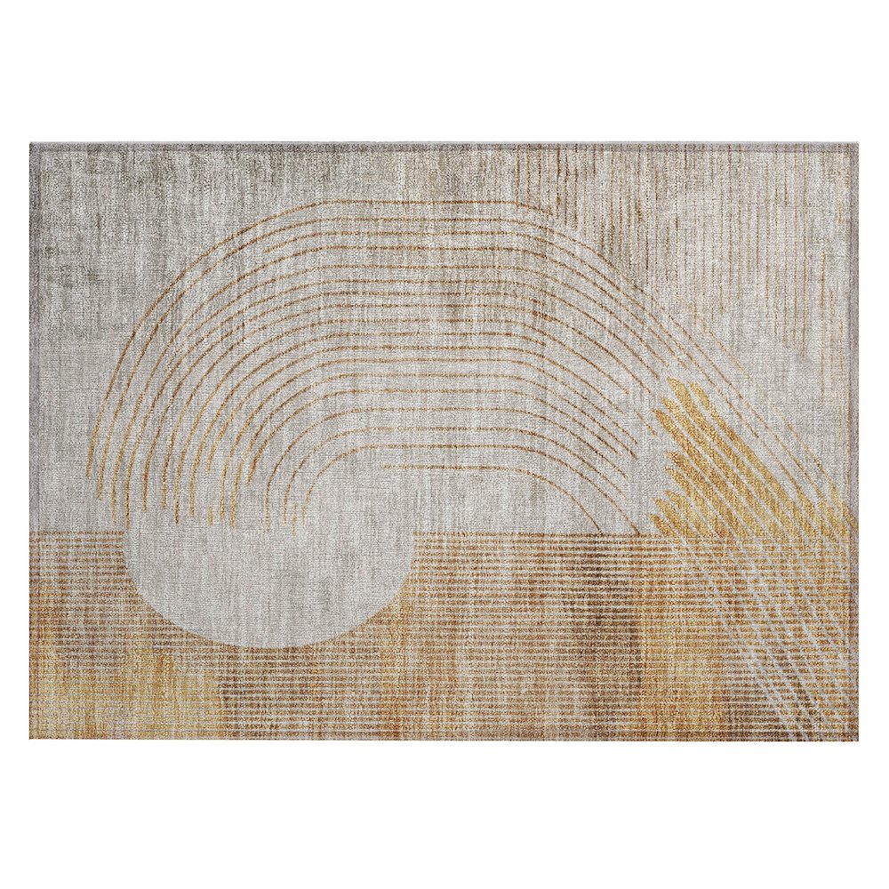 Machine Washable Indoor/Outdoor Chantille Gold 1'8" x 2'6" Rug. Picture 1