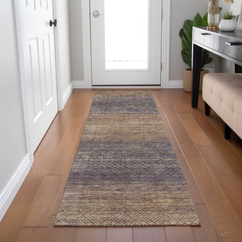 Machine Washable Indoor/Outdoor Chantille Eggplant 2'3" x 7'6" Runner Rug. Picture 5