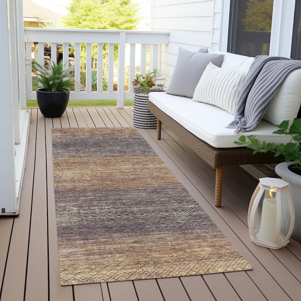 Machine Washable Indoor/Outdoor Chantille Eggplant 2'3" x 7'6" Runner Rug. Picture 6