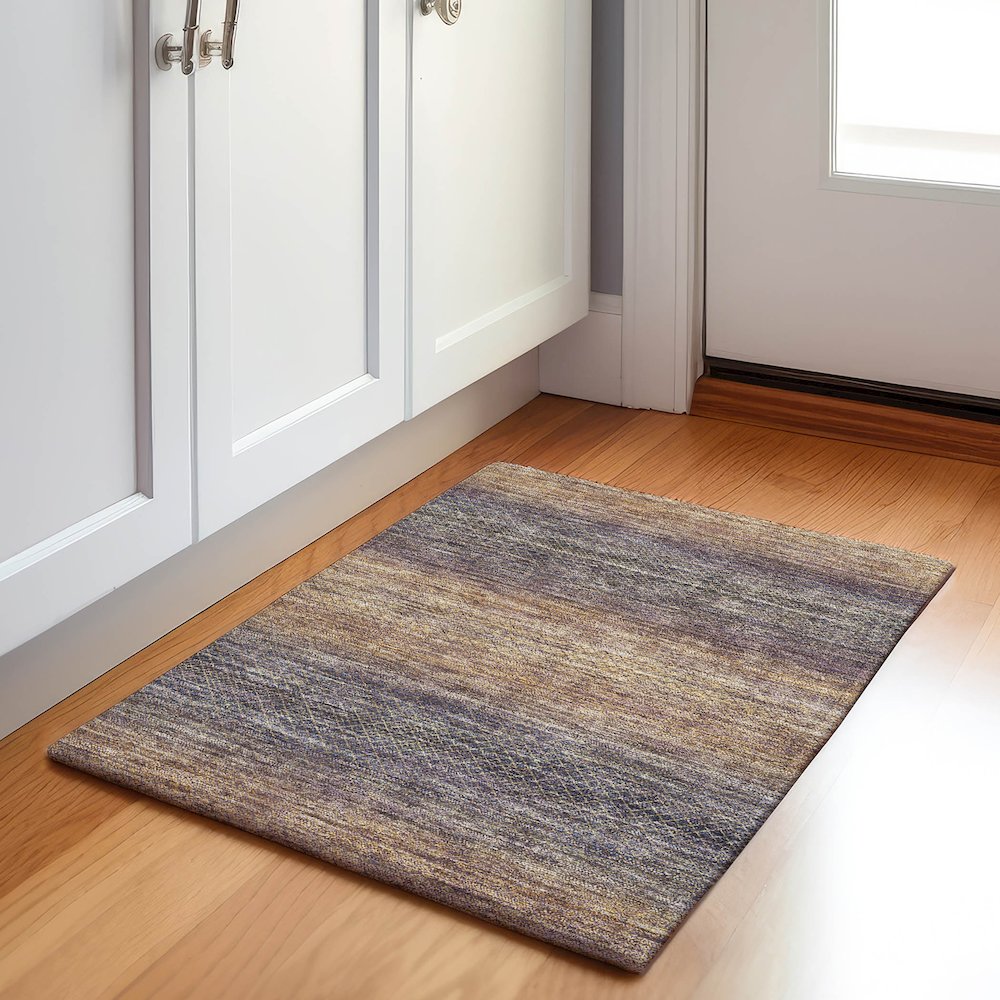 Machine Washable Indoor/Outdoor Chantille Eggplant 1'8" x 2'6" Rug. Picture 5