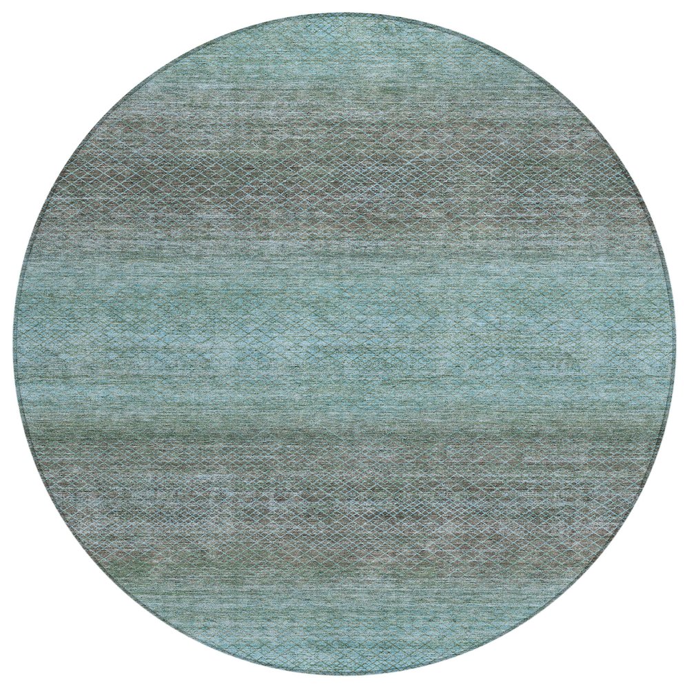 Machine Washable Indoor/Outdoor Chantille Teal 8' x 8' Round Rug. Picture 1