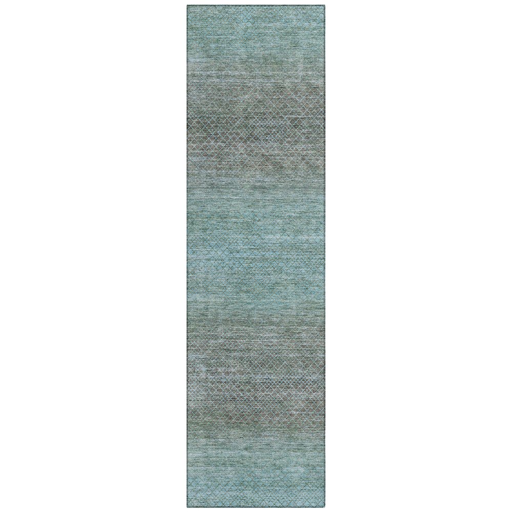 Machine Washable Indoor/Outdoor Chantille Teal 2'3" x 7'6" Runner Rug. Picture 1
