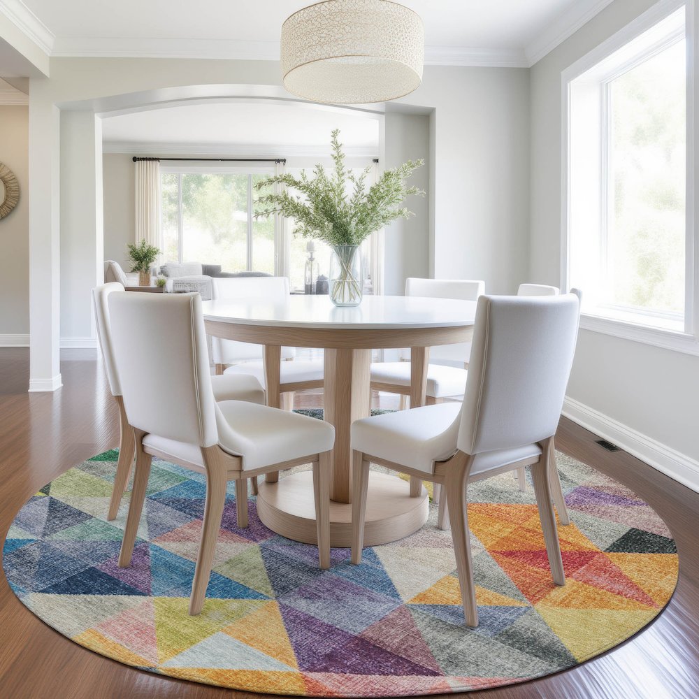 Machine Washable Indoor/Outdoor Chantille Putty 8' x 8' Round Rug. Picture 5