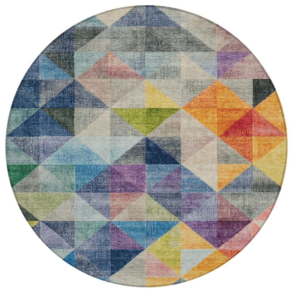 Machine Washable Indoor/Outdoor Chantille Putty 8' x 8' Round Rug. Picture 1
