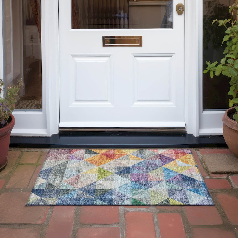 Machine Washable Indoor/Outdoor Chantille Putty 1'8" x 2'6" Rug. Picture 6