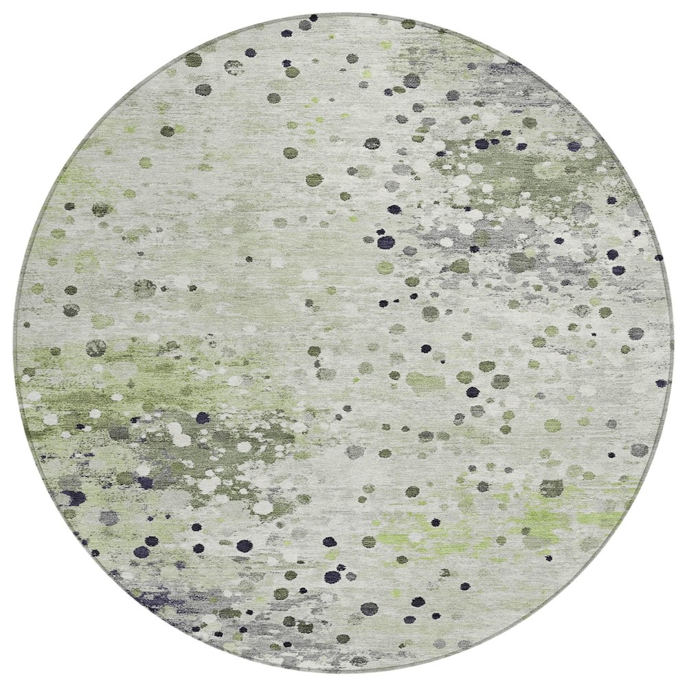 Machine Washable Indoor/Outdoor Chantille Aloe 8' x 8' Round Rug. Picture 1