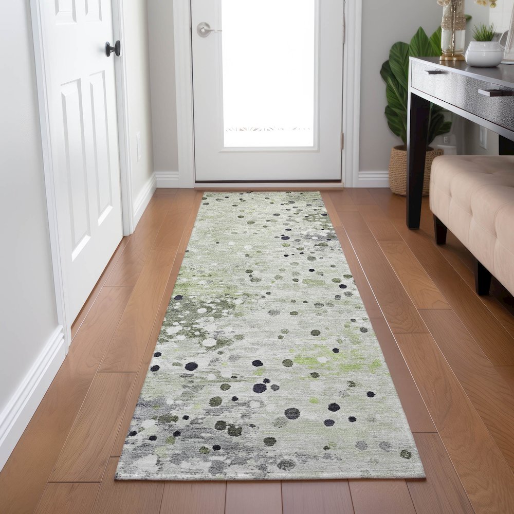 Machine Washable Indoor/Outdoor Chantille Aloe 2'3" x 7'6" Runner Rug. Picture 5