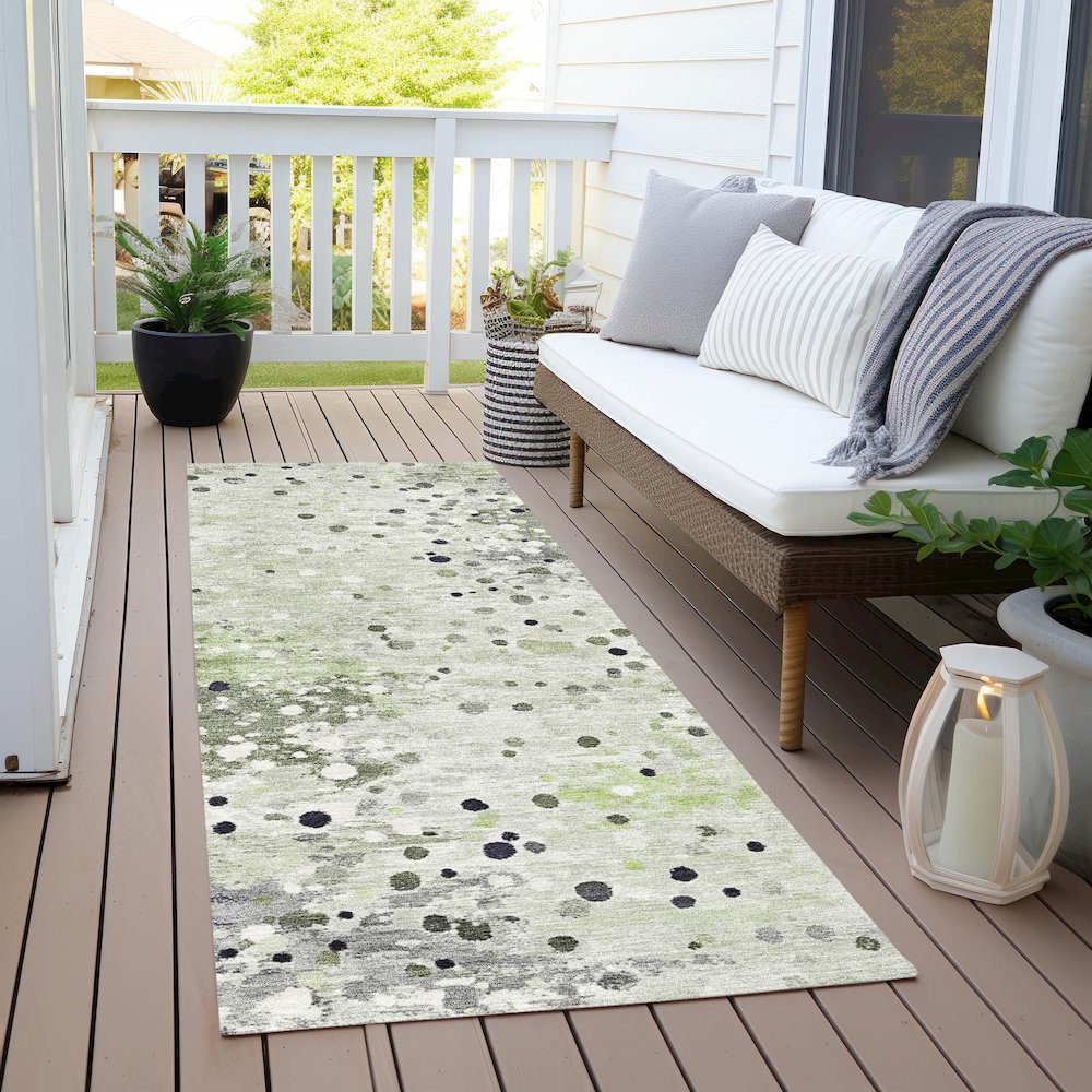 Machine Washable Indoor/Outdoor Chantille Aloe 2'3" x 7'6" Runner Rug. Picture 6