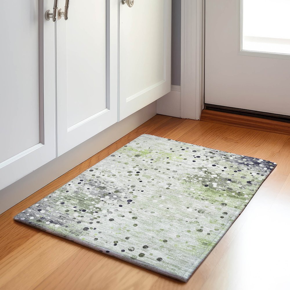 Machine Washable Indoor/Outdoor Chantille Aloe 1'8" x 2'6" Rug. Picture 5