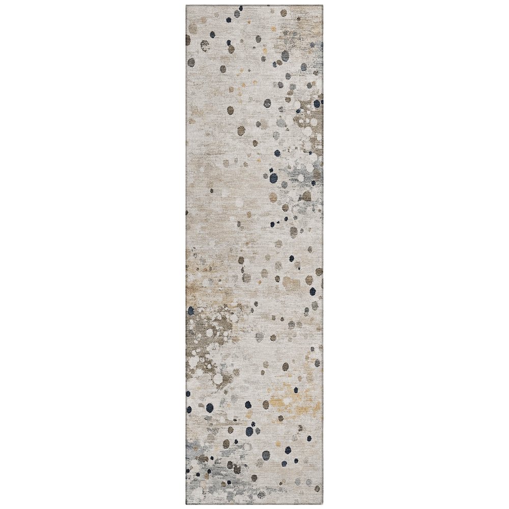 Machine Washable Indoor/Outdoor Chantille Ivory 2'3" x 7'6" Runner Rug. Picture 1