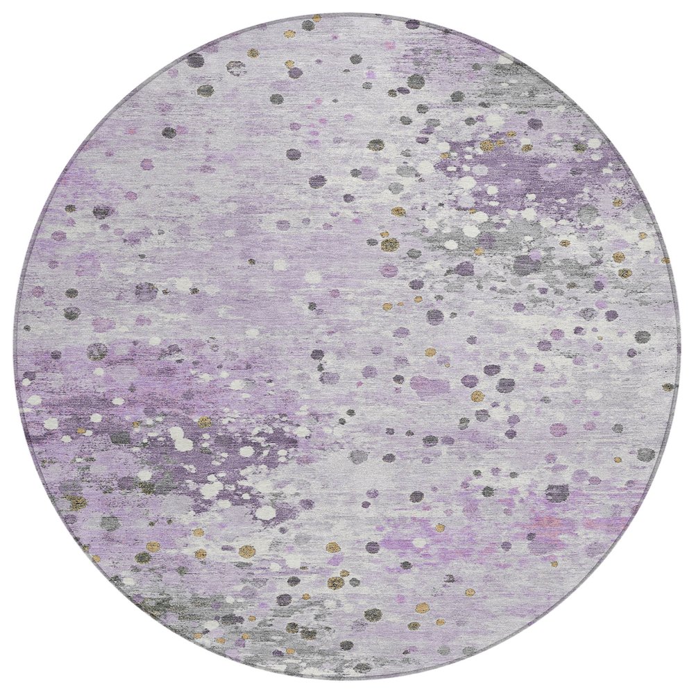 Machine Washable Indoor/Outdoor Chantille Lavender 8' x 8' Round Rug. Picture 1