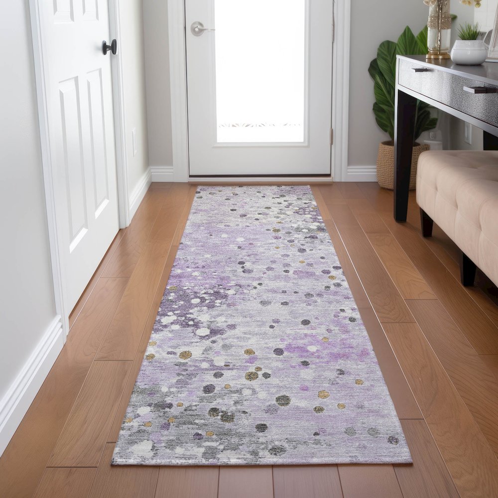 Machine Washable Indoor/Outdoor Chantille Lavender 2'3" x 7'6" Runner Rug. Picture 5