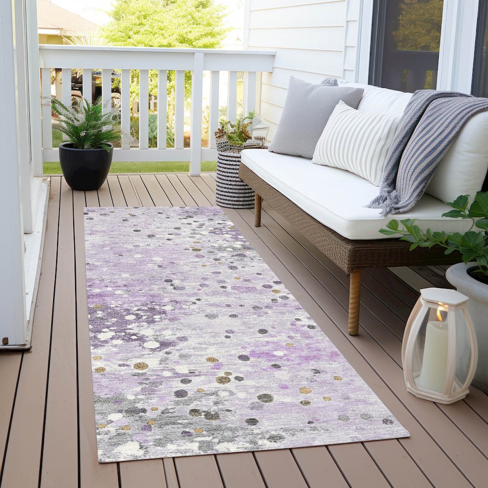 Machine Washable Indoor/Outdoor Chantille Lavender 2'3" x 7'6" Runner Rug. Picture 6