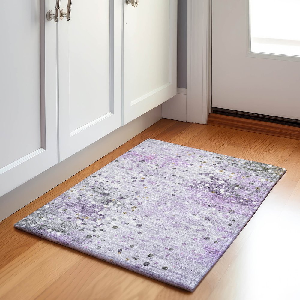 Machine Washable Indoor/Outdoor Chantille Lavender 1'8" x 2'6" Rug. Picture 5