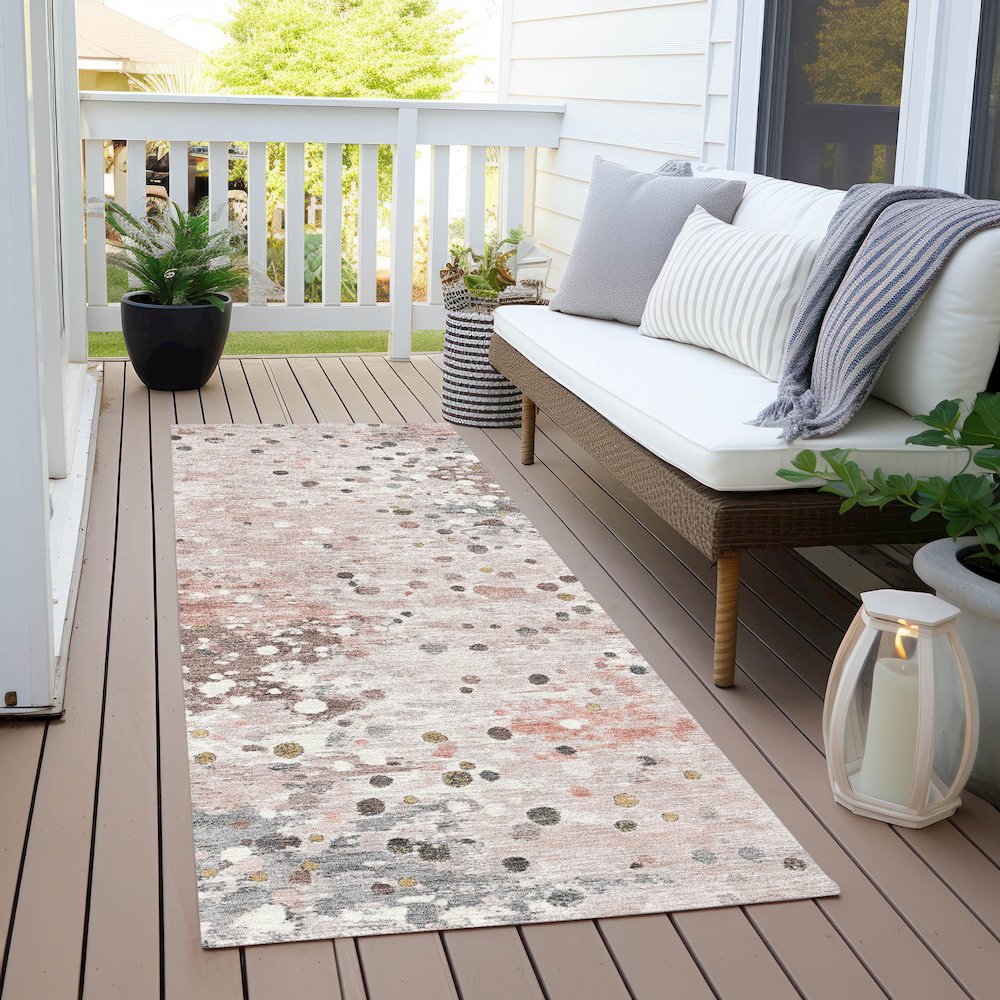 Machine Washable Indoor/Outdoor Chantille Salmon 2'3" x 7'6" Runner Rug. Picture 6
