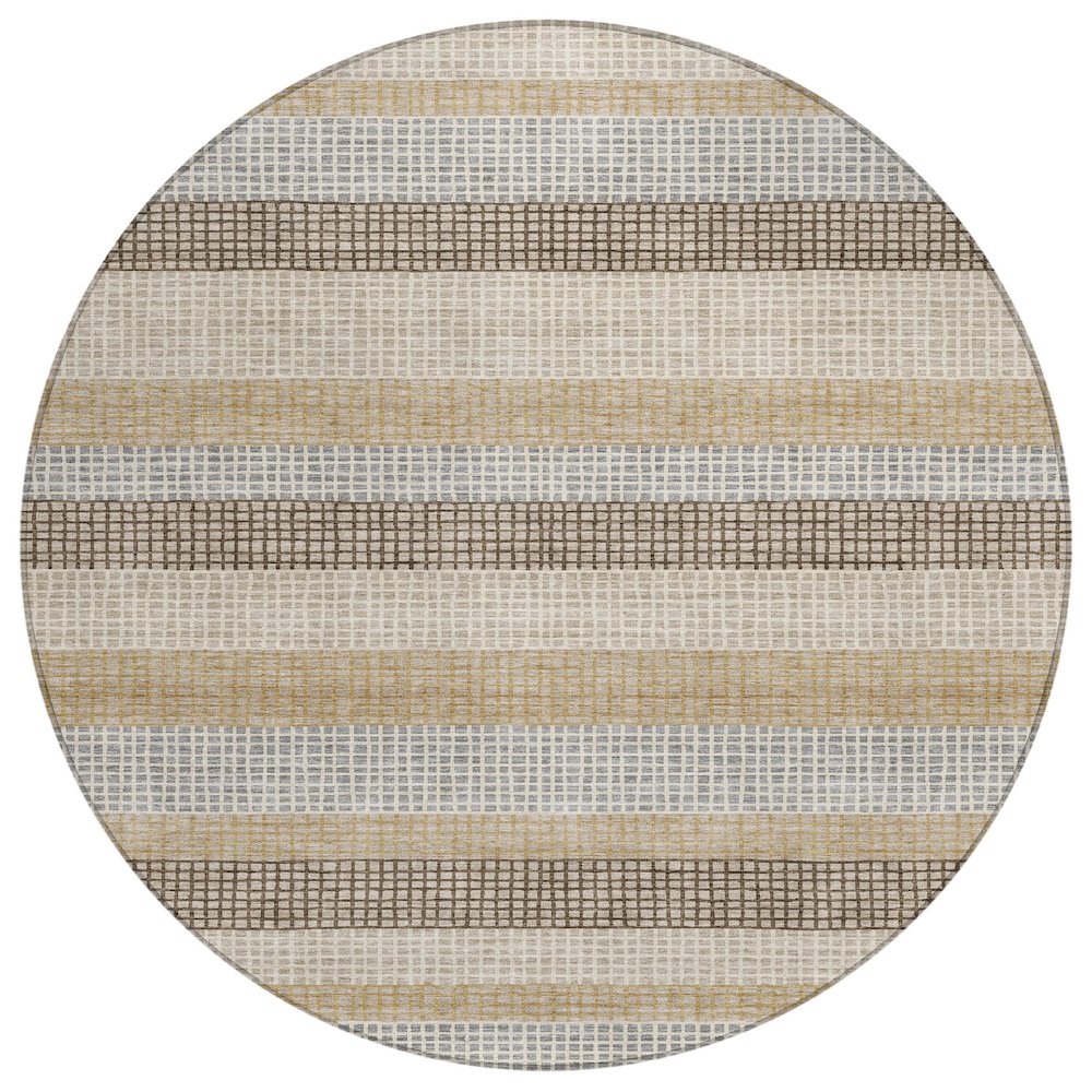 Machine Washable Indoor/Outdoor Chantille Beige 8' x 8' Round Rug. Picture 1