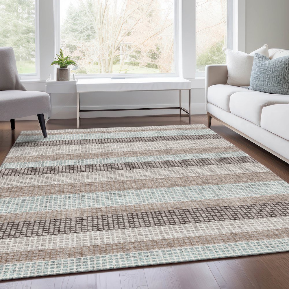 Machine Washable Indoor/Outdoor Chantille Taupe 2'6" x 3'10" Rug. Picture 6