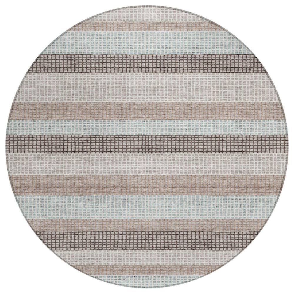 Machine Washable Indoor/Outdoor Chantille Taupe 8' x 8' Round Rug. Picture 1