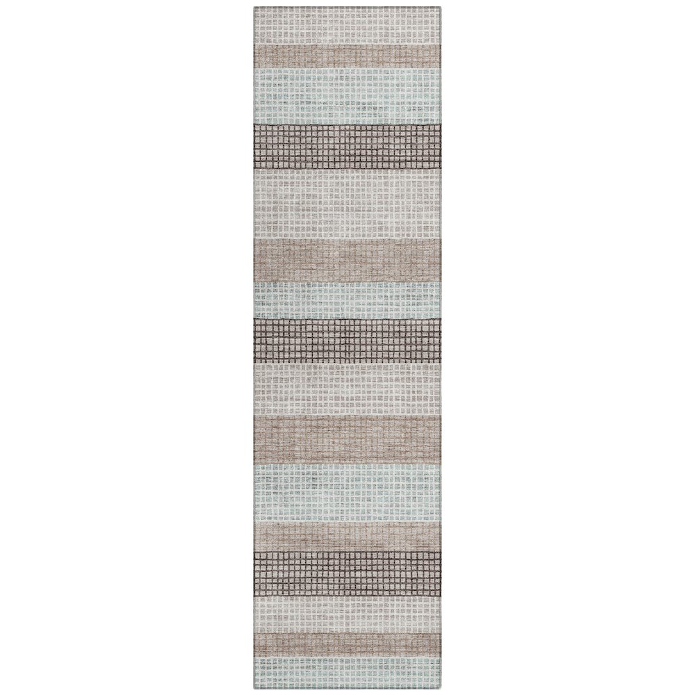 Machine Washable Indoor/Outdoor Chantille Taupe 2'3" x 7'6" Runner Rug. Picture 1