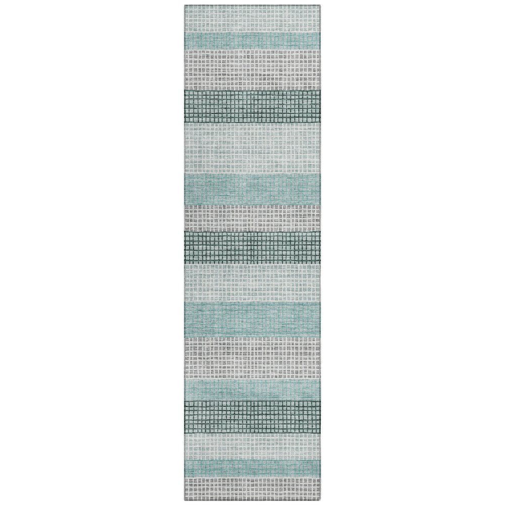 Machine Washable Indoor/Outdoor Chantille Teal 2'3" x 7'6" Runner Rug. Picture 1