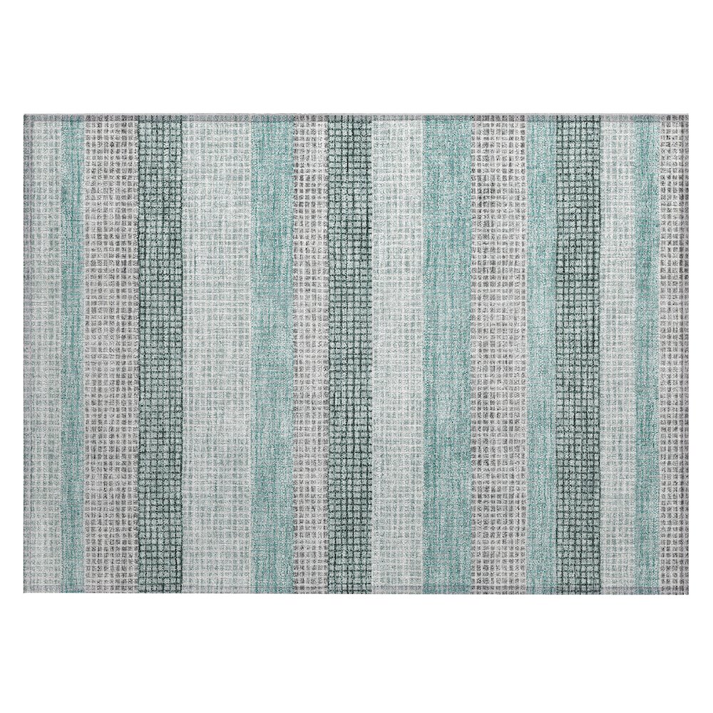 Machine Washable Indoor/Outdoor Chantille Teal 1'8" x 2'6" Rug. Picture 1